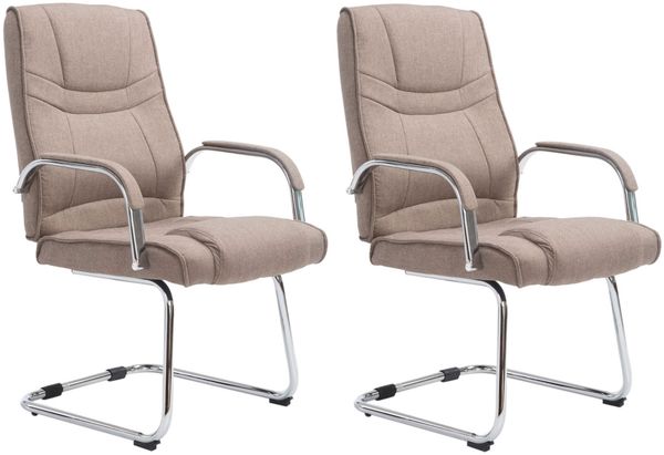 CLP 'Attila' 2er-Set Besucherstuhl mit Metallgestell und Armlehne, Taupe, Stoff