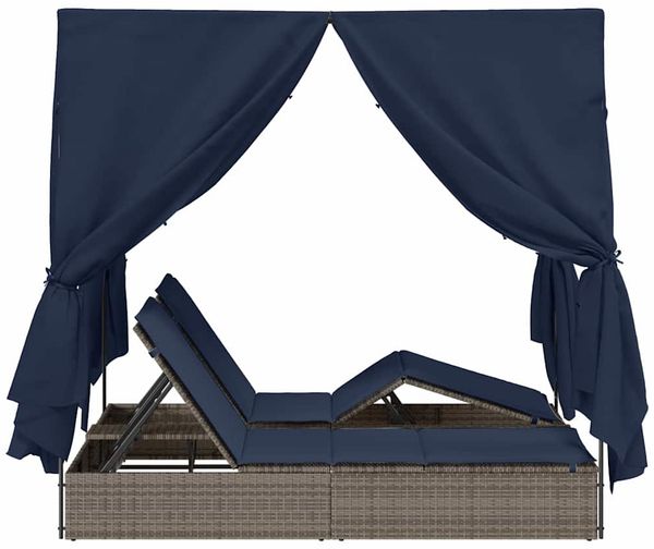 vidaXL Doppelte Sonnenliege Schwarz 205 x 129 x 200 cm Poly-Rattan 3376134 Bild 6