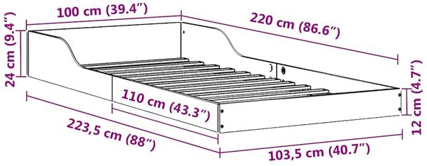 vidaXL Bettrahmen Weiß 100 x 220 cm Massives Kiefernholz 873371 Bild 11