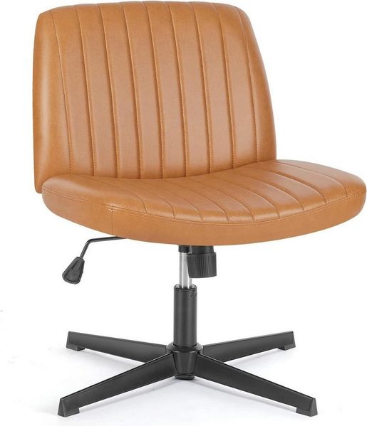 Fanttik Bürostuhl Ohne Armlehne Schneidersitz Stuhl, Drehstuhl höhenverstellbar, Schreibtischstuhl mit Mittlerer Rückenlehne, Schminkstuhl