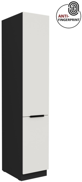 Küchen Hochschrank 40 cm Küche ARIA Weiss ultra matt + Schwarz matt, hochwertige Fronten mit Anti Fingerprint Beschichtung Küchenzeile Küchenblock