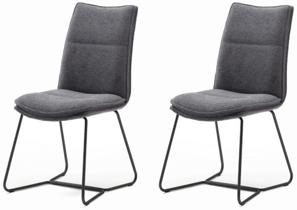 2 x Stuhl Hampton anthrazit Kufengestell Metall schwarz lackiert