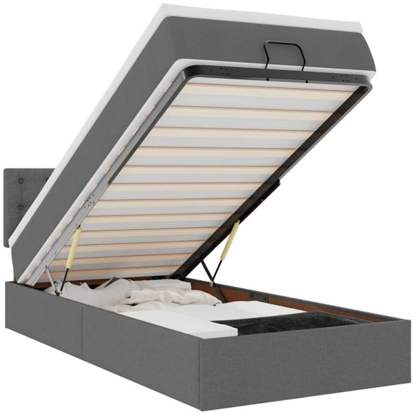 vidaXL Ottoman-Bett mit Matratze Dunkelgrau 100x200 cm Stoff 3311602