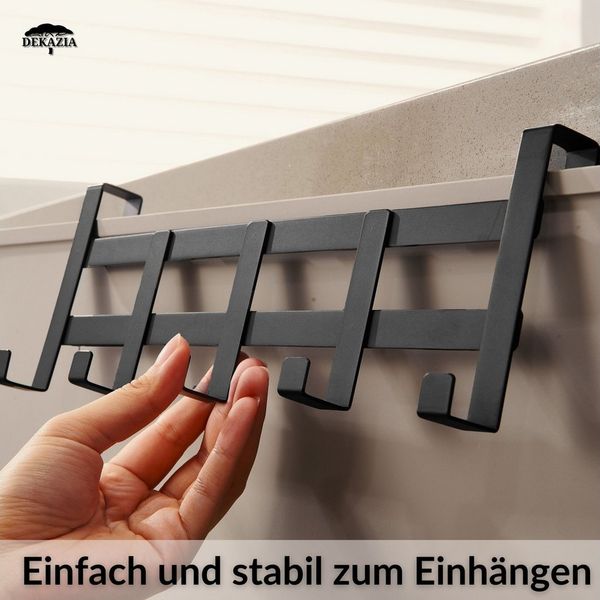 DEKAZIA Türgarderobe Kindergarderobe Tür Garderobe Türhaken Haken Tür, Kinderzimmer, Garderobe, Haustür, Zimmertür, Schranktür, Flur, Bad, Badezimmer, Schubladen, (Inkl. Filzpads, für alle gängigen Zimmertüren, Schranktüren, 4 Farben), zum Einhängen Ki...