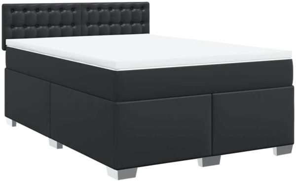 vidaXL Boxspringbett mit Matratze Schwarz 160x200 cm Kunstleder 3288428 Bild 2