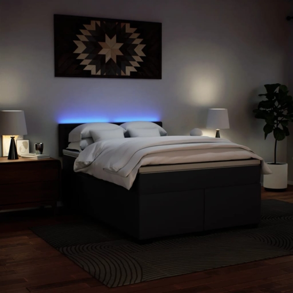 vidaXL Boxspringbett mit Matratze Schwarz 160x200 cm Kunstleder 3288428 Bild 4