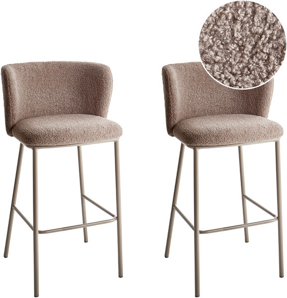 Set mit 2 Barstühlen MINA II Bouclé Braun