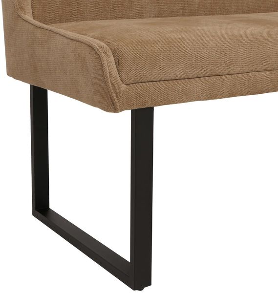 Eckbank HWC-O81, Esszimmerbank Bank, Öko-Tex (310g/m²) Chenille Stoff/Textil Metall 159x210cm ~ hellbraun Bild 6