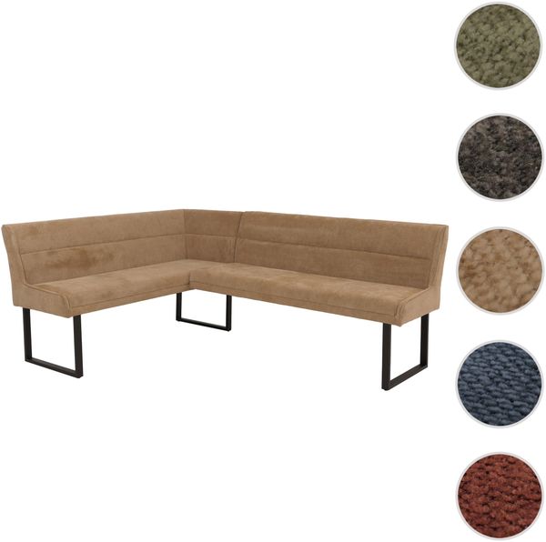 Eckbank HWC-O81, Esszimmerbank Bank, Öko-Tex (310g/m²) Chenille Stoff/Textil Metall 159x210cm ~ hellbraun Bild 10