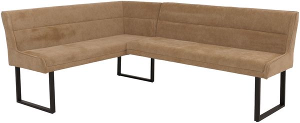 Eckbank HWC-O81, Esszimmerbank Bank, Öko-Tex (310g/m²) Chenille Stoff/Textil Metall 159x210cm ~ hellbraun Bild 9