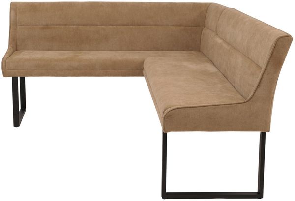 Eckbank HWC-O81, Esszimmerbank Bank, Öko-Tex (310g/m²) Chenille Stoff/Textil Metall 159x210cm ~ hellbraun Bild 8