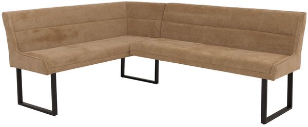 Eckbank HWC-O81, Esszimmerbank Bank, Öko-Tex (310g/m²) Chenille Stoff/Textil Metall 159x210cm ~ hellbraun Bild 7