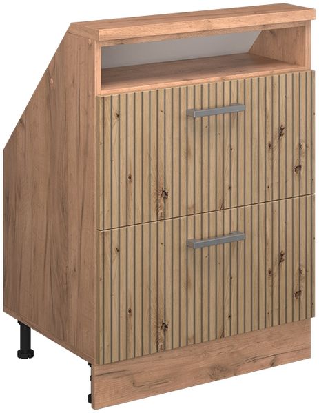 Küchenschrank für Dachschrägen R-Line Artisan-Eiche 60 cm mit 2 Schubladen Vicco