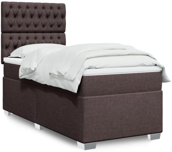 vidaXL Boxspringbett mit Matratze Dunkelbraun 100x200 cm Stoff 3292709