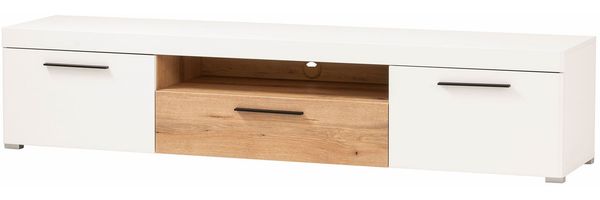 Lowboard San Remo / Salerno, Holzwerkstoff, Weiß, Holzfarben, 205 x 44 x 45 cm