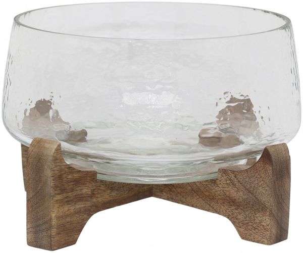Chic Antique - Schale mit Holzhalter Servierschale Schüssel D 20cm Glas 61100300