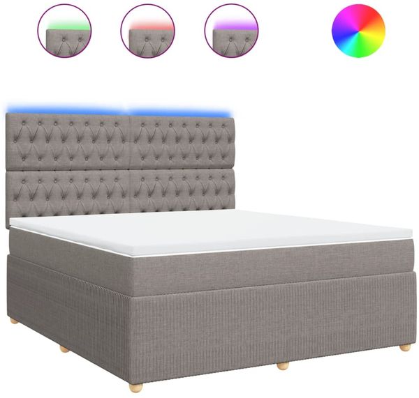 vidaXL Boxspringbett mit Matratze Taupe 180x200 cm Stoff 3294446 Bild 2