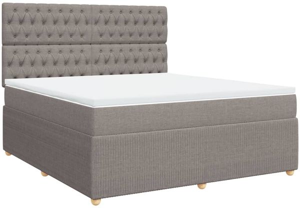 vidaXL Boxspringbett mit Matratze Taupe 180x200 cm Stoff 3294446 Bild 3