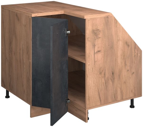 Eck-Küchenschrank für Dachschrägen R-Line Schwarz Beton 75.6 cm mit 1 Tür, Schrankkorpus 60 cm Tiefe Vicco Bild 3