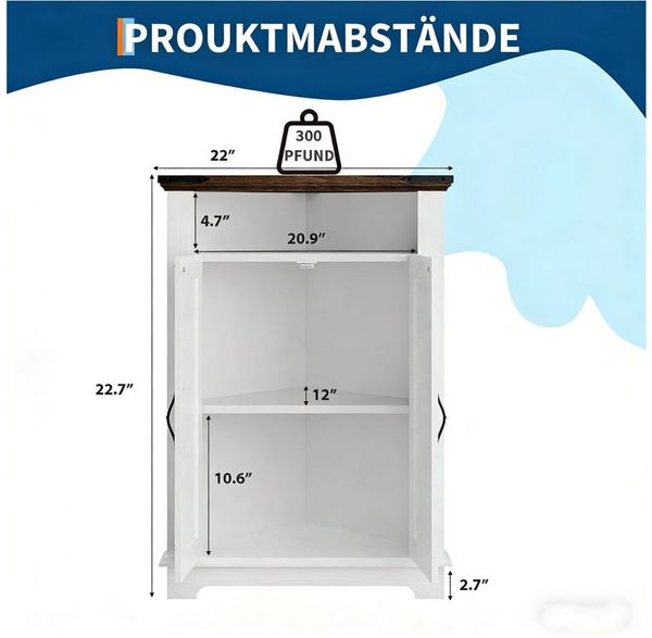 GarveeMore Badkommode Badezimmer Ecke Aufbewahrungsschrank Kleiner Ecke Schrank