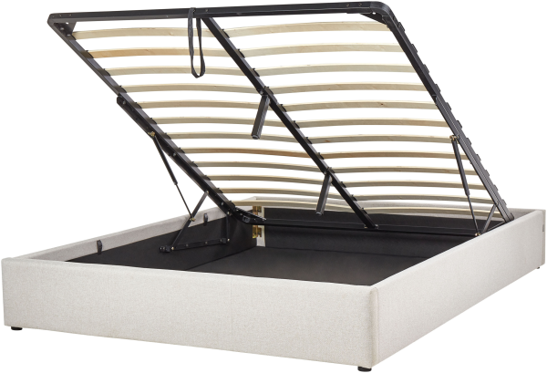 Bett mit Stauraum DINAN 160 x 200 cm Stoff Helles Beige