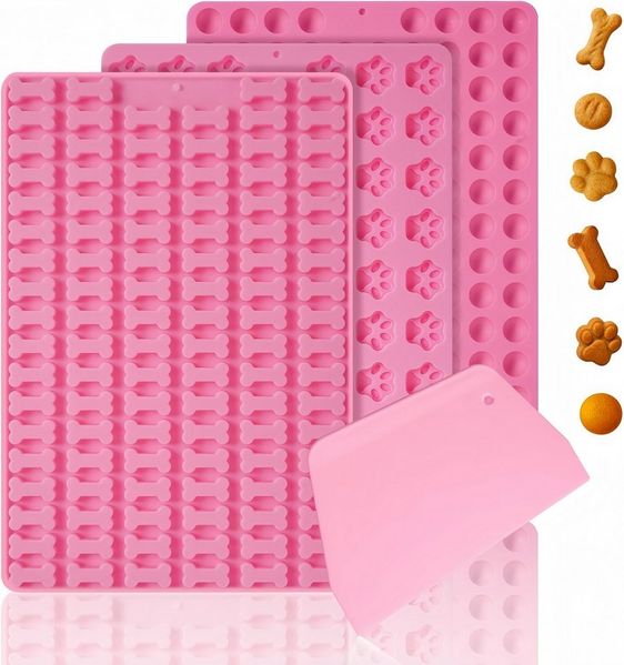 FOUORTUNATE-BEE Silikonform 3-teiliges Silikon-Backmatten-Set mit Teigschaber, (3-tlg), Backmatten für Hundesnacks, DIY-Kekse & Schokolade
