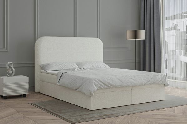 MOEBLO Boxspringbett aus Bouclé Bett 07 (Bonell, Topper, Doppelbett gepolstertes Kopfteil mit Bettkasten Boxspringbett, aus Boucle, Polsterbett Kontinentalbett, Polsterbett Kontinentalbett), Boxspring, (BxHxT):158/178/198x120x214cm