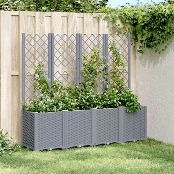 vidaXL Pflanzkübel mit Rankgitter Blaugrau 160x40x140 cm PP 367871