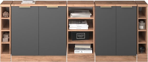 Küchenschrank für Dachschrägen R-Line Anthrazit-Gold 210 cm 5er Set Schrankkorpuss 60 cm Tiefe Vicco Bild 5