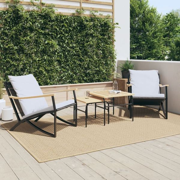 vidaXL 4-tlg. Balkonmöbel Set mit Kissen Schwarz Stahl 4009305