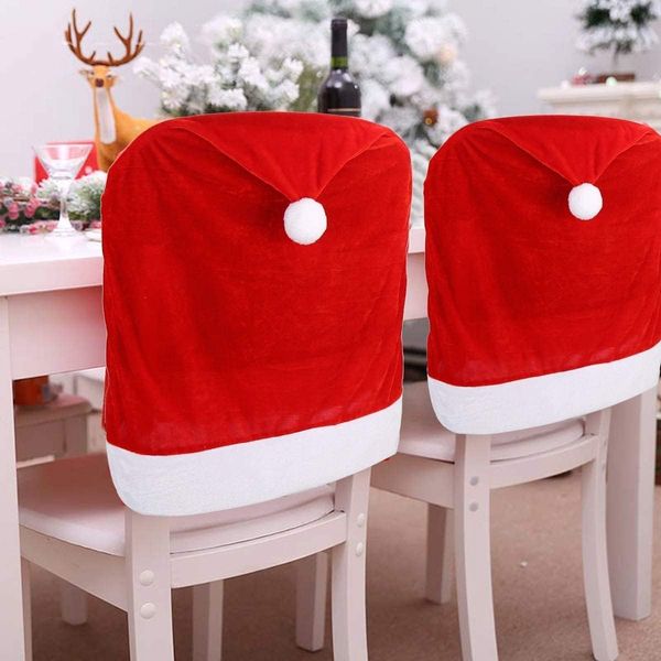 ABC 6-teiliges Stuhlhussen-Set, für Weihnachten, rot, Flanell / Vliesstoff, 8 x 30 x 14 cm