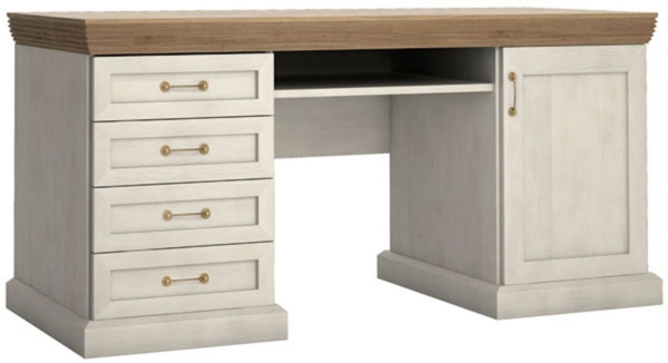Schreibtisch Royal Computertisch 147x55cm Pinie skandinavisch weiß Wildeiche Landhaus-Stil