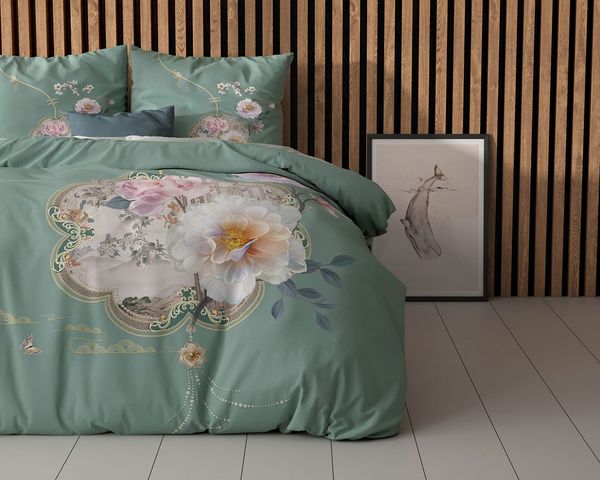 Sitheim-Europe Bettwäsche Bettwäsche Lyra Grün Bettbezug mit Kissenbezug, Mikrofaser, 3 teilig