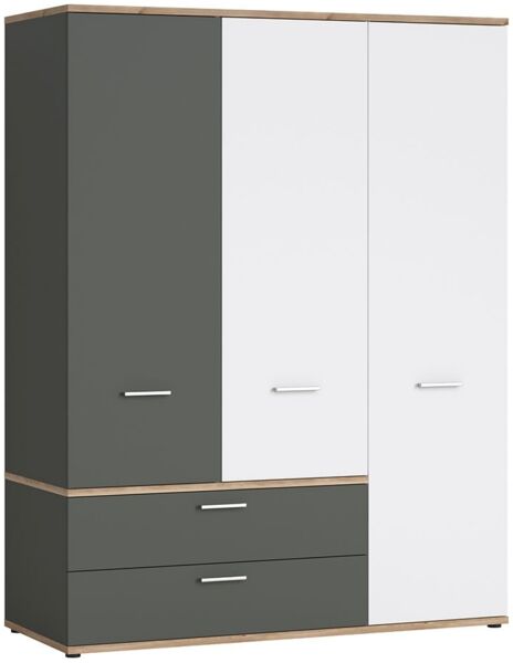 Kleiderschrank Teenie / Twenty, Holzwerkstoff, Schwarz, Weiß, 150 x 196 x 60 cm