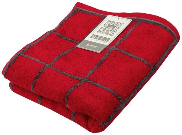 Egeria Handtuch Karino, Frottier (1-St), modern kariert, rot, grau