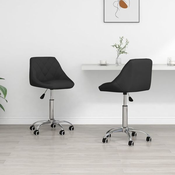 vidaXL Esszimmerstühle 2 Stk. Drehbar Schwarz Kunstleder [335200]