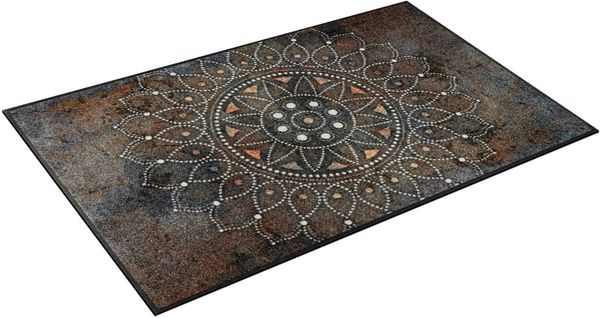 wash+dry by Kleen-Tex Teppich Madhana, rechteckig, Höhe: 7 mm, Motiv Mandala, rutschhemmend, In- und Outdoor geeignet, waschbar