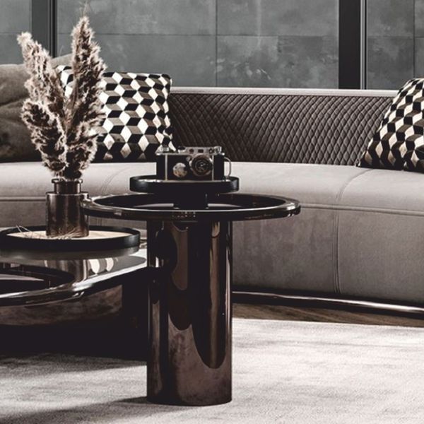 Casa Padrino Luxus Beistelltisch mit Glasplatte Bronze / Grau H. 50 cm - Luxus Möbel