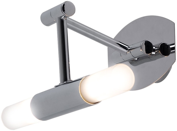 LED Wandlampe, Chrom, Glas weiß, beweglicher Spot, T 26 cm