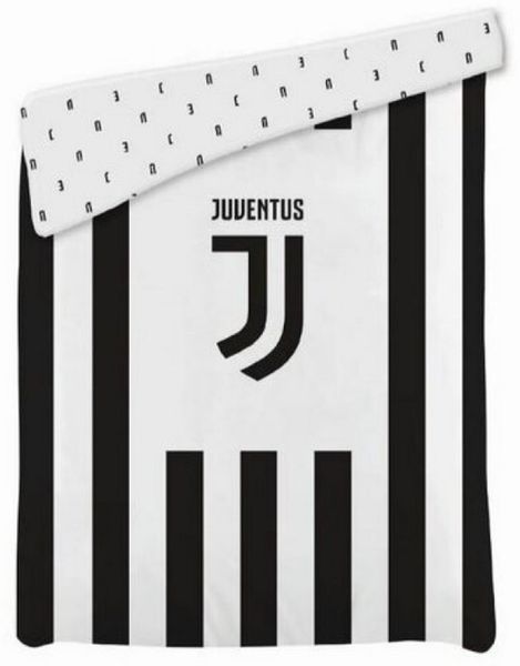 Juventus Fußball Bettdecke 170 x 260 cm Kuscheldecke Tagesdecke Streifenmuster