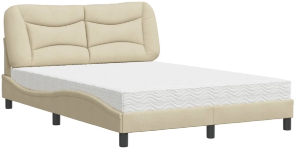 vidaXL Bett mit Matratze "Hvar" Creme 140x190 cm Stoff 3208532