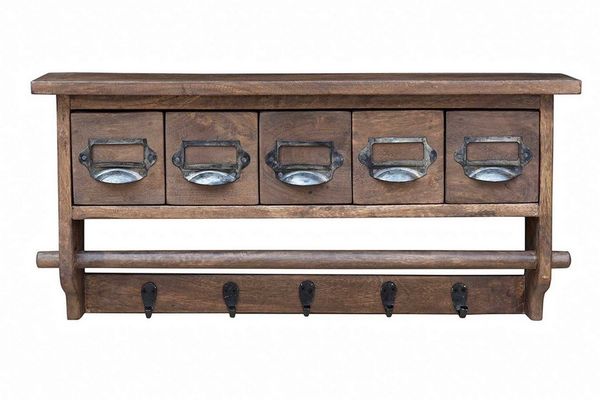daslagerhaus living Regal Wandregal Vintage mit Schubladen 66*30*15 cm