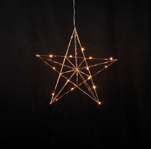 EGLO LED Weihnachtsdeko mit Dekostern zum Aufhängen, Hängedekoration Weihnachten mit Timer, Fenster Weihnachtsstern hängend aus Metall in Messing, warmweiß