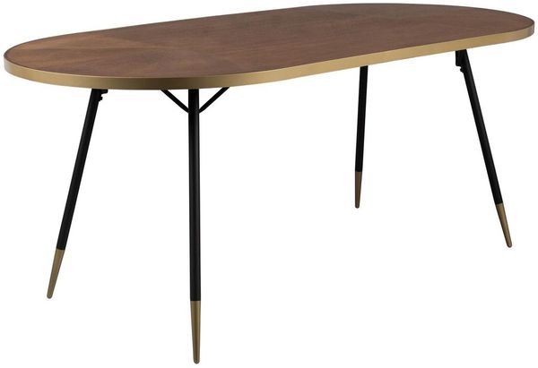 WHITE LABEL LIVING Denise Esstisch Oval mit Messing-Akzenten 180x90 cm