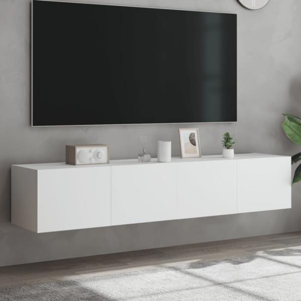 vidaXL TV-Wandschränke mit LED-Leuchten 2 Stk. Weiß 80x35x31 cm 837282