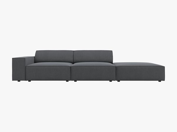 Micadoni Sofa Jodie 3-Sitzer Rechts Strukturierter Stoff Megan Dunkelgrau