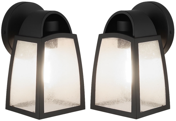 2er Set LED Außen Wandleuchte, ALU Glas, schwarz, L 20 cm