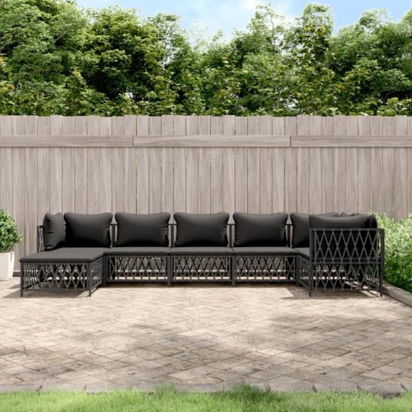 vidaXL 7-tlg. Garten-Lounge-Set mit Kissen Anthrazit Stahl 3186897