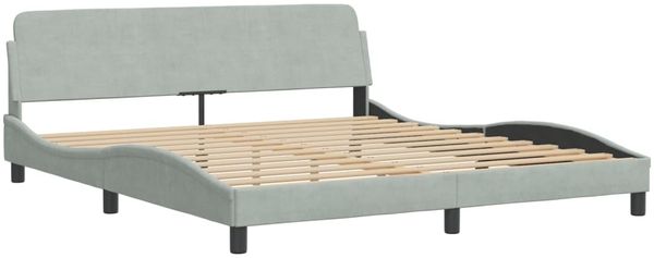 vidaXL Bett mit Matratze "Dover" Hellgrau 180x200 cm Samt 3208451 Bild 4