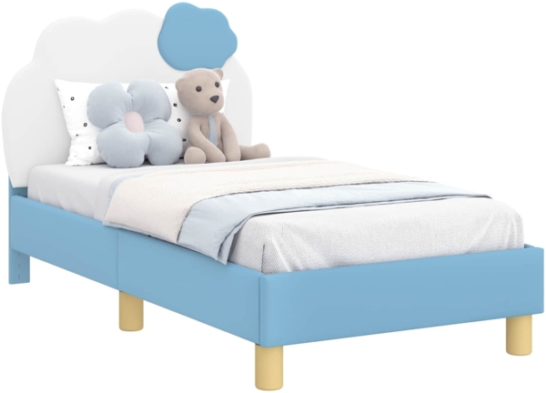 vidaXL Kinderbettgestell mit Kopfteil mit Kopfteil Blau 70x140 cm PU 42011015